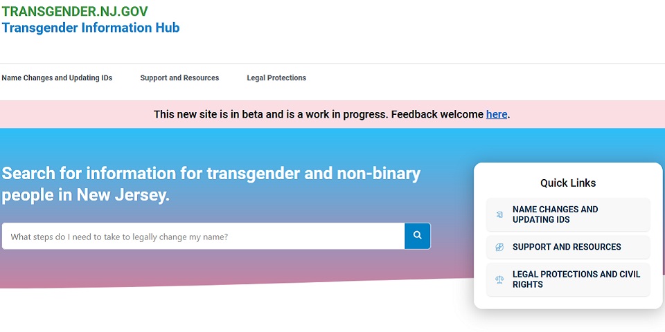 screenshot of transgender.nj.gov
